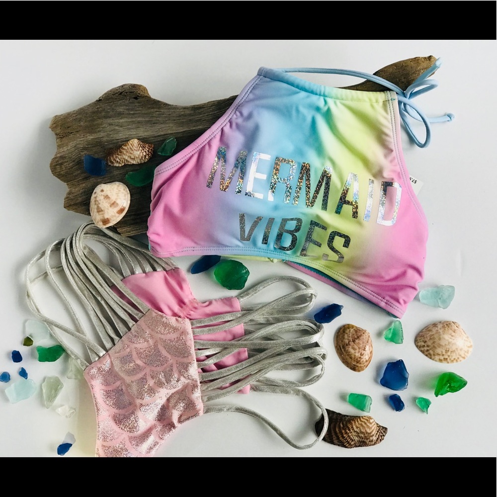 Mermaid Vibes Pastel High Neck Bikini Top